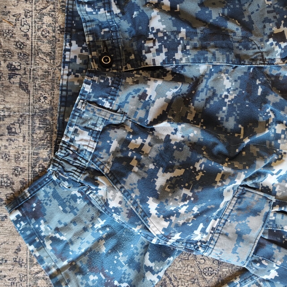 Vintage US Navy Military Men's Blue Camo Cargo Pants - Picture 2 of 5
